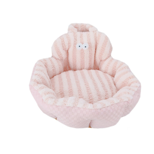 HKM-756051 Personalized Big Eyes Round Pet Nest Sofa in Pink, Blue, and Yellow, Available in 48cm and 60cm Sizes