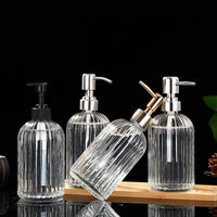 HKM-756115 Large-capacity Push-type Cosmetic Sub-bottling Bottle Set - Crystal/Glass with Plastic and Stainless Steel Pump Heads
