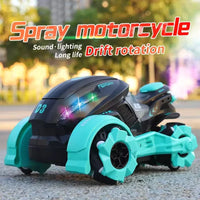 HKM-756179 360-Degree Rotation Stunt Motorcycle RC Car with Music and Lights for Kids