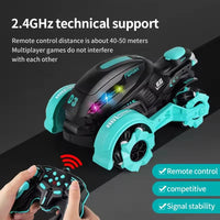 HKM-756179 360-Degree Rotation Stunt Motorcycle RC Car with Music and Lights for Kids