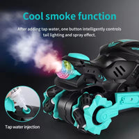 HKM-756179 360-Degree Rotation Stunt Motorcycle RC Car with Music and Lights for Kids