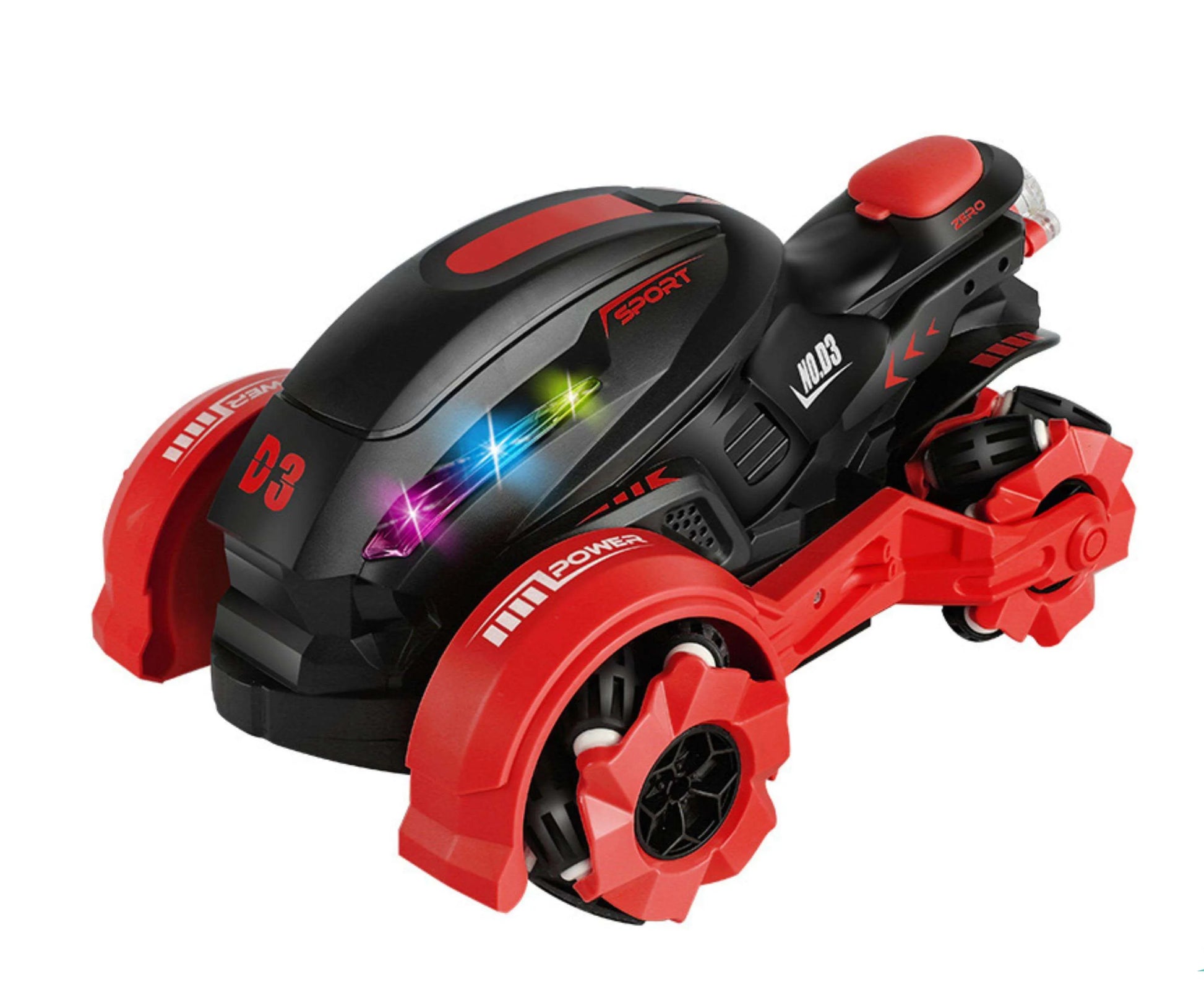 HKM-756179 360-Degree Rotation Stunt Motorcycle RC Car with Music and Lights for Kids