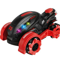 HKM-756179 360-Degree Rotation Stunt Motorcycle RC Car with Music and Lights for Kids