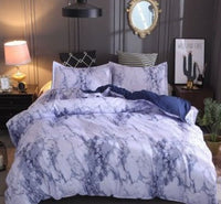 HKM-756243 Marble Pattern 4-Piece Bedding Set with Duvet Cover and Pillowcases in Polyester Fiber
