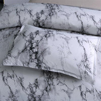HKM-756243 Marble Pattern 4-Piece Bedding Set with Duvet Cover and Pillowcases in Polyester Fiber