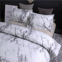 HKM-756243 Marble Pattern 4-Piece Bedding Set with Duvet Cover and Pillowcases in Polyester Fiber