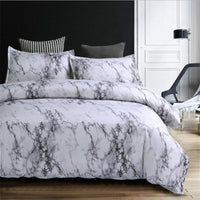 HKM-756243 Marble Pattern 4-Piece Bedding Set with Duvet Cover and Pillowcases in Polyester Fiber