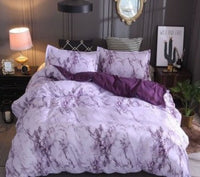 HKM-756243 Marble Pattern 4-Piece Bedding Set with Duvet Cover and Pillowcases in Polyester Fiber