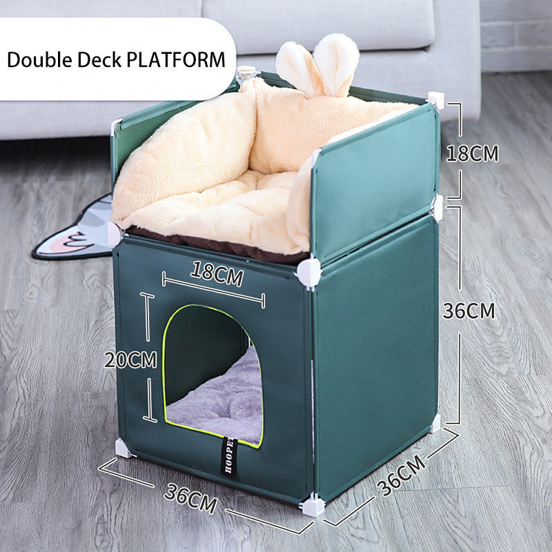 HKM-756307 Warm Cat House Double Cat Villa Fully Enclosed