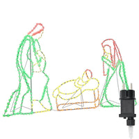HKM-756883 Illuminated Multicolored Nativity Scene, 112 x 72 cm, Durable PVC with LED Lights
