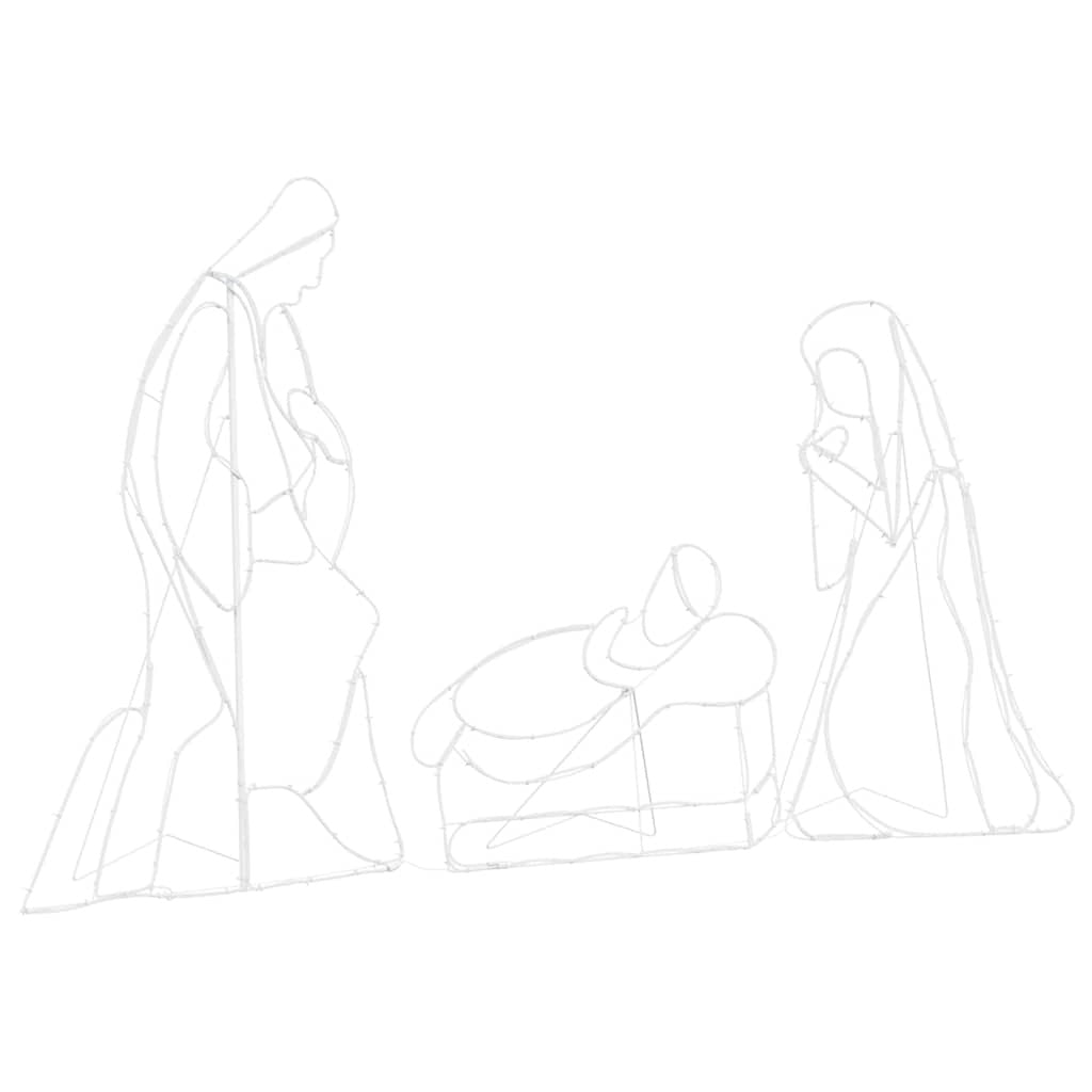 HKM-756883 Illuminated Multicolored Nativity Scene, 112 x 72 cm, Durable PVC with LED Lights