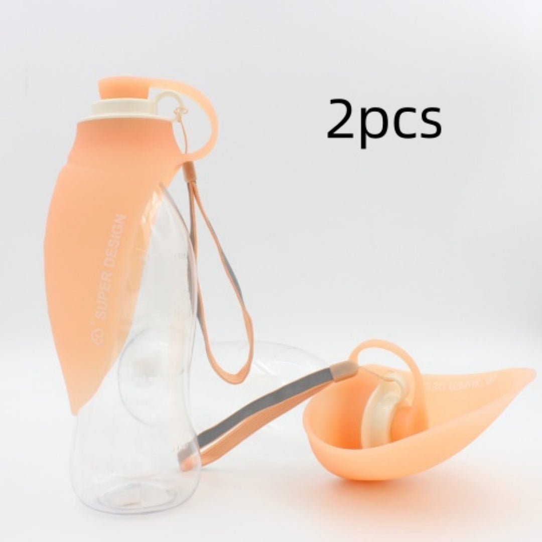 HKM-756947 Portable Leak-Proof Pet Water Dispenser Feeder with Cup and Bowl, 580ml Capacity