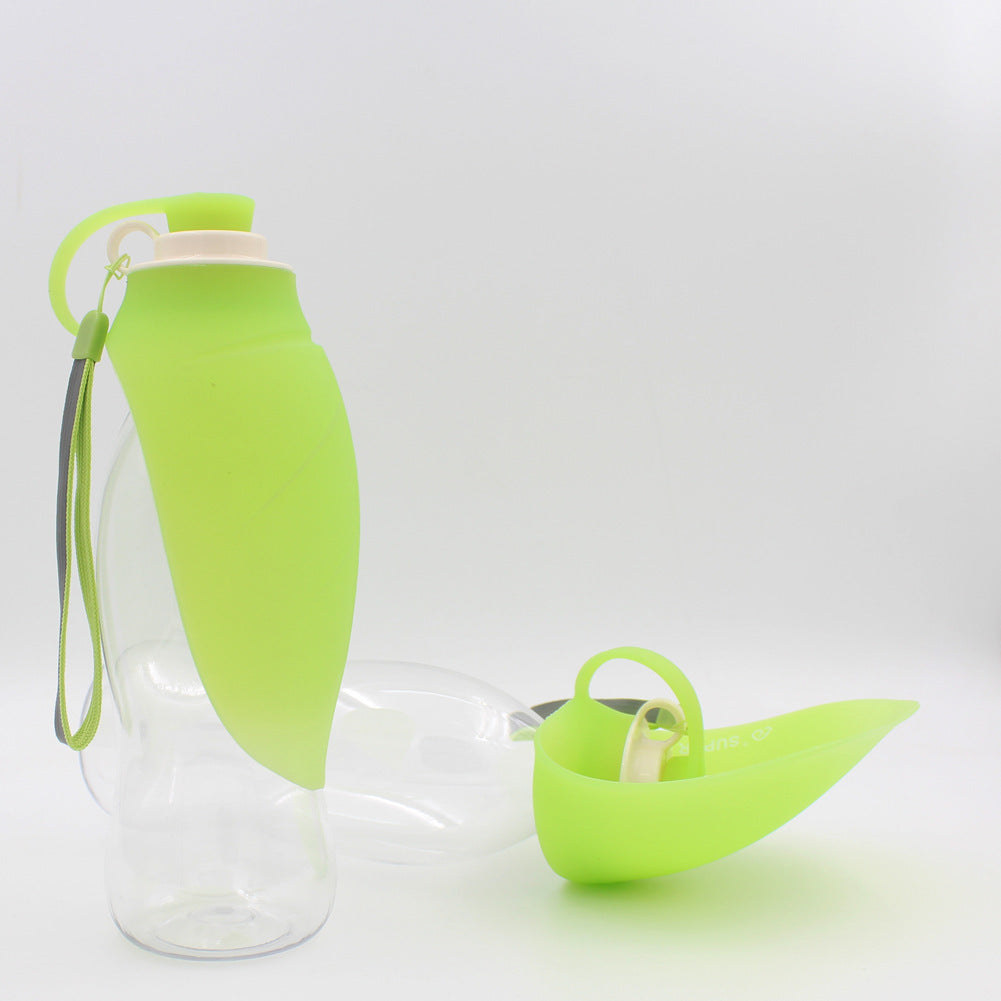 HKM-756947 Portable Leak-Proof Pet Water Dispenser Feeder with Cup and Bowl, 580ml Capacity