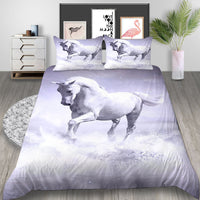 HKM-757075 Personalized 3D Digital Printed Horse Bedding - Polyester Fiber Quilt Cover Set