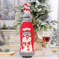 HKM-757203 Flannelette Wine Bottle Cover Set with Brim Cap for Christmas Celebrations
