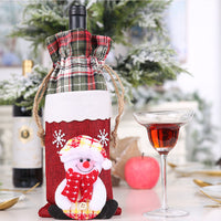 HKM-757203 Flannelette Wine Bottle Cover Set with Brim Cap for Christmas Celebrations