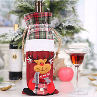 HKM-757203 Flannelette Wine Bottle Cover Set with Brim Cap for Christmas Celebrations