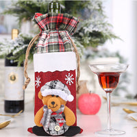 HKM-757203 Flannelette Wine Bottle Cover Set with Brim Cap for Christmas Celebrations