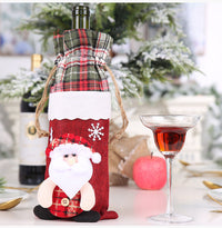 HKM-757203 Flannelette Wine Bottle Cover Set with Brim Cap for Christmas Celebrations