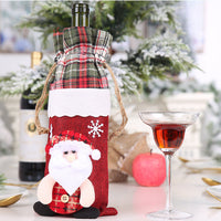 HKM-757203 Flannelette Wine Bottle Cover Set with Brim Cap for Christmas Celebrations
