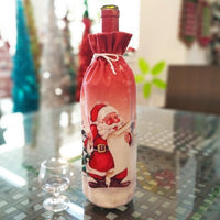 HKM-757203 Flannelette Wine Bottle Cover Set with Brim Cap for Christmas Celebrations