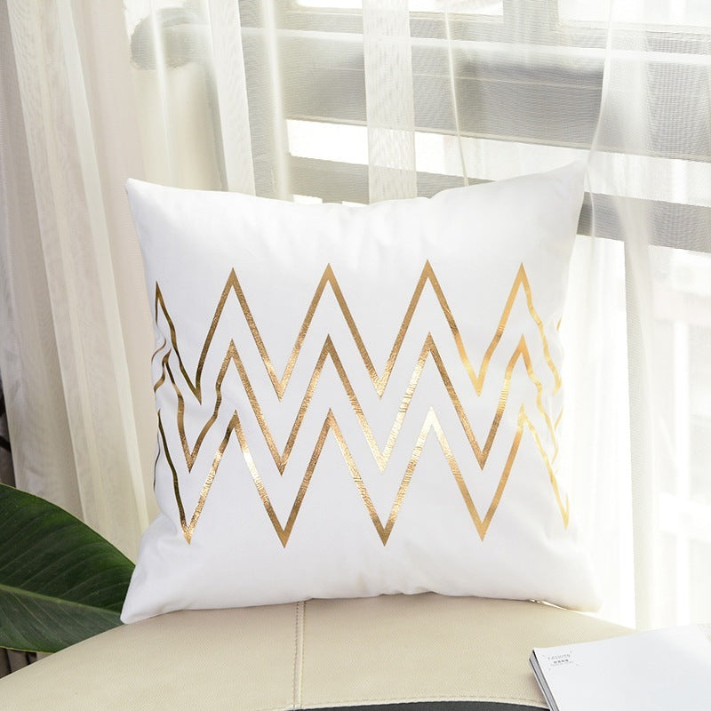 HKM-757203 Geometric Abstract Plush Pillow Case - Modern Minimalist Design, 45x45cm