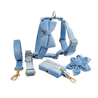 HKM-757267 Adjustable Velvet Fabric Dog Collar with Flower and Bow Accessories