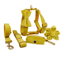 HKM-757267 Adjustable Velvet Fabric Dog Collar with Flower and Bow Accessories