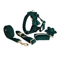 HKM-757267 Adjustable Velvet Fabric Dog Collar with Flower and Bow Accessories