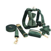 HKM-757267 Adjustable Velvet Fabric Dog Collar with Flower and Bow Accessories