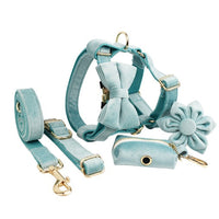 HKM-757267 Adjustable Velvet Fabric Dog Collar with Flower and Bow Accessories