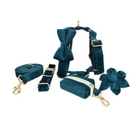 HKM-757267 Adjustable Velvet Fabric Dog Collar with Flower and Bow Accessories