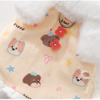 HKM-757395 Cozy Winter Fleece Teddy Dress with 3D Ears for Small Dogs and Cats