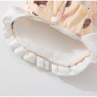 HKM-757395 Cozy Winter Fleece Teddy Dress with 3D Ears for Small Dogs and Cats