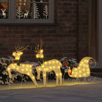 HKM-757715 Warm LED Reindeer Decoration - 3-Piece Set for Indoor and Outdoor Use