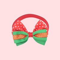 HKM-757779 Christmas Adjustable Pet Collar with Bow Tie - Soft Polyester Neck Strap for Cats and Dogs