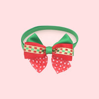 HKM-757779 Christmas Adjustable Pet Collar with Bow Tie - Soft Polyester Neck Strap for Cats and Dogs