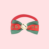 HKM-757779 Christmas Adjustable Pet Collar with Bow Tie - Soft Polyester Neck Strap for Cats and Dogs