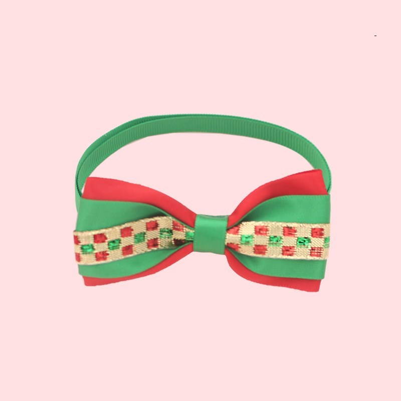 HKM-757779 Christmas Adjustable Pet Collar with Bow Tie - Soft Polyester Neck Strap for Cats and Dogs