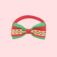 HKM-757779 Christmas Adjustable Pet Collar with Bow Tie - Soft Polyester Neck Strap for Cats and Dogs