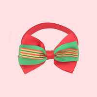 HKM-757779 Christmas Adjustable Pet Collar with Bow Tie - Soft Polyester Neck Strap for Cats and Dogs