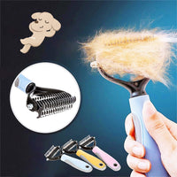 HKM-757843 Dual-Sided Stainless Steel Pet Grooming Brush for Dogs and Cats with Hair Removal Features