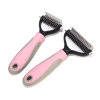 HKM-757843 Dual-Sided Stainless Steel Pet Grooming Brush for Dogs and Cats with Hair Removal Features