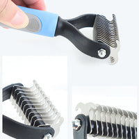 HKM-757843 Dual-Sided Stainless Steel Pet Grooming Brush for Dogs and Cats with Hair Removal Features