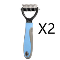 HKM-757843 Dual-Sided Stainless Steel Pet Grooming Brush for Dogs and Cats with Hair Removal Features