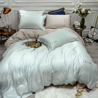 HKM-757907 Solid Color Tencel Bedding Set – 4-Piece Quilted Comforter, Bed Sheet & Pillowcase for 1.5-2m Beds