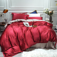 HKM-757907 Solid Color Tencel Bedding Set – 4-Piece Quilted Comforter, Bed Sheet & Pillowcase for 1.5-2m Beds