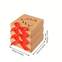 HKM-758035 10-Pack Kraft Paper Christmas Gift Boxes with Lids and Ribbon – Perfect for Holiday Party Favors