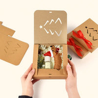 HKM-758035 10-Pack Kraft Paper Christmas Gift Boxes with Lids and Ribbon – Perfect for Holiday Party Favors