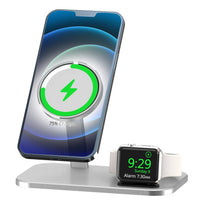 HKM-758099 Two-in-One Magnetic Wireless Charging Stand for iPhone and Apple Watch - Aluminum Alloy, Black